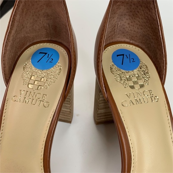 Vince Camuto Maghen Sandals 7.5 Braided Strappy Open Toe Block Heel Cognac - Picture 8 of 12